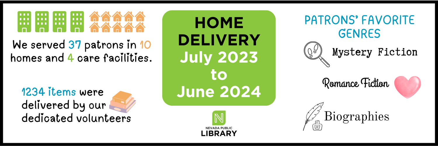 We served 37 patrons in 10 home and 4 care facilities. 1234 items were delivered by our dedicated volunteers. Patrons' favorite genres: Mystery Fiction, Romance Fiction, Biographies.